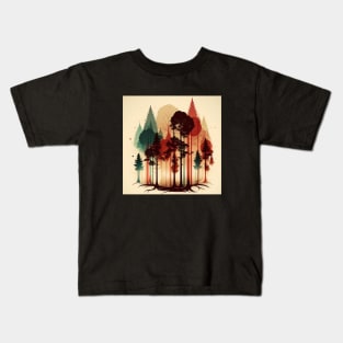 Autumm Forest Minimal Design, Adventure and Hiking Kids T-Shirt